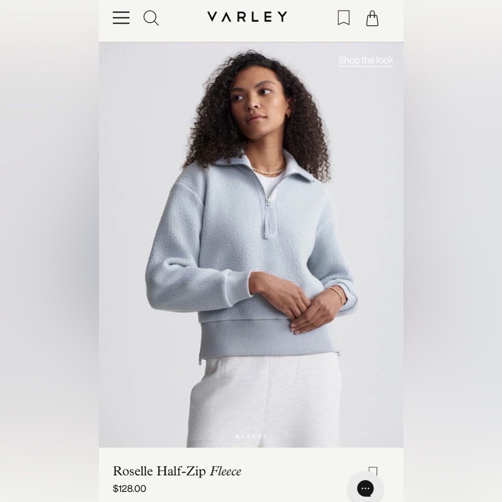 NWT Varley Roselle Light Gray Fleece Half-Zip XL